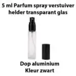 5 ML Parfum spray verstuiver helder transparant glas glazen sprayflesjes dop zwart