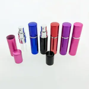 Parfumflesje spray verstuiver 10ml metaal gekleurd - navulbaar
