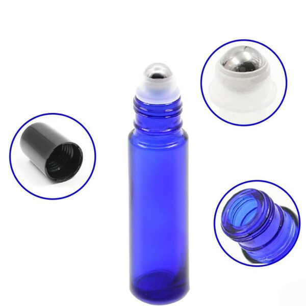 Parfumroller 10ml roller fles blauw dik glas - Essentiële olie rollerflesjes rvs roller