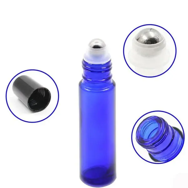 Parfumroller 10ml roller fles blauw dik glas Essentiële olie rollerflesjes rvs roller