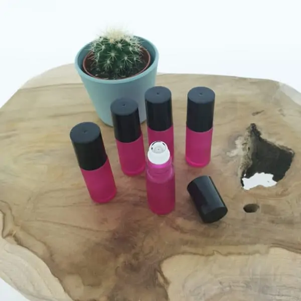 Parfumroller 5ml fles roze dik glas Essentiële olie rollerflesjes rvs roller