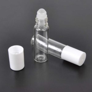 Parfumroller 5ml glasroller, glazen parfumroller flesjes witte dop essentiële olie