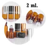 Parfumroller amber glas 2 ml essentiële olie roller flesjes roll on rollers ( 5 stuks)