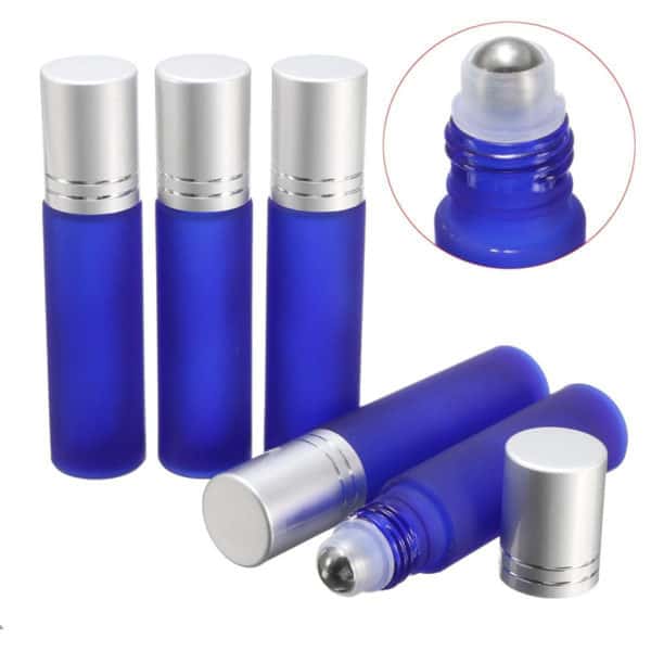 Parfumroller fles blauw glas 10ml - Essentiële olie rollerflesjes rvs roller