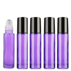 Parfumroller fles paars glas 10ml Essentiële olie rollerflesjes rvs roller