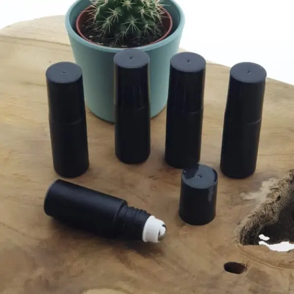 Parfumroller 5ml fles zwart dik glas Essentiële olie rollerflesjes rvs roller