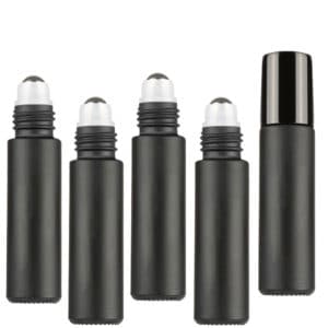 Parfumroller fles zwart glas 10ml - Essentiële olie rollerflesjes rvs roller