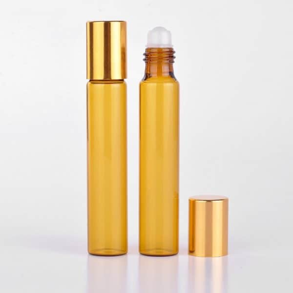 Parfumroller flesjes essentiële olie roll on roller amber bruin glas goeden dop
