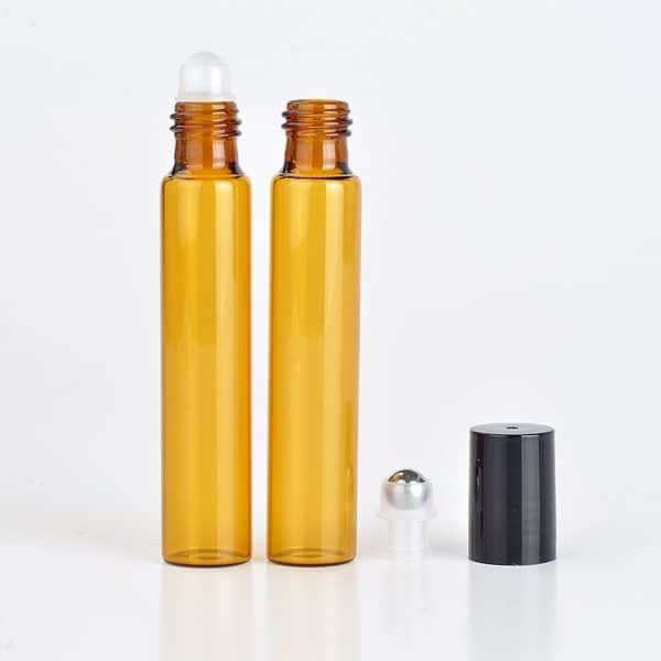 Parfumroller flesjes essentiële olie roll on roller amber zwarte dop10ml