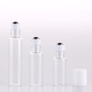 Parfumroller glas 3 ml rvs roller bal witte dop essentiële olie roller flesjes (5 st.)