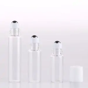 Parfumroller glas 3 ml rvs roller bal witte dop essentiële olie roller flesjes (5 st.)