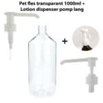 Pet fles 1000ml transparant + olie lotion zeep dispenser pomp lang