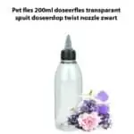 Pet fles 200ml doseerfles transparant spuit doseerdop twist nozzle zwart