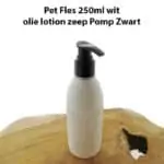 Pet Fles 250ml wit olie lotion zeep Pompfles + dispenser pomp zwart