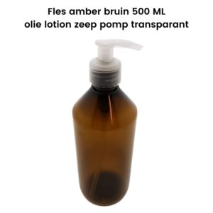 Pet Fles amber bruin 500ml + olie lotion zeep dispenser pomp transparant