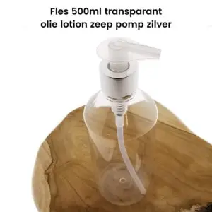 Pet fles transparant 500ml + olie lotion zeep dispenser pomp zilver