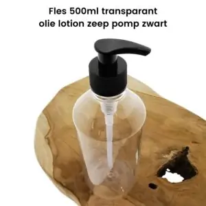 Pet fles transparant 500ml + olie lotion zeep dispenser pomp zwart