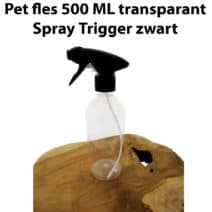 Pet Fles 500ml transparant trigger sprayer verstuiver spraypistool zwart