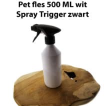 Pet Fles 500ml wit + Spray trigger verstuiver pomp zwart