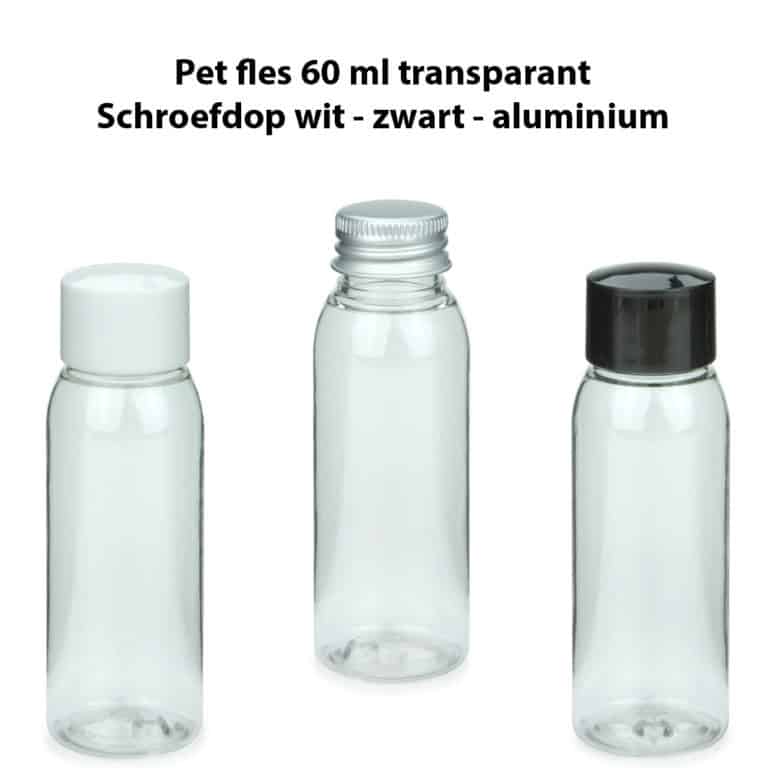 Pet fles 60 ml transparant schroefdop - YBMC