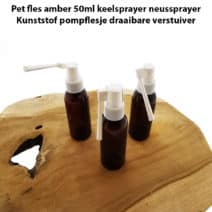Pet fles amber 50ml keelsprayer neussprayer - kunststof pompflesje draaibare verstuiver