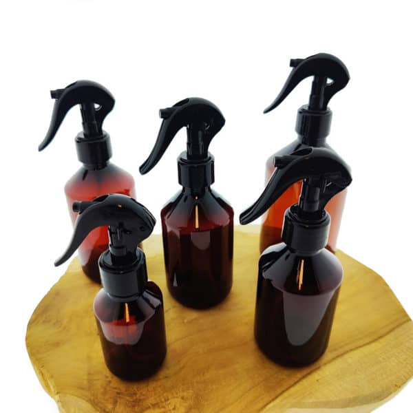 Pet fles amber bruin Spraypistool trigger zwart fijne verneveling