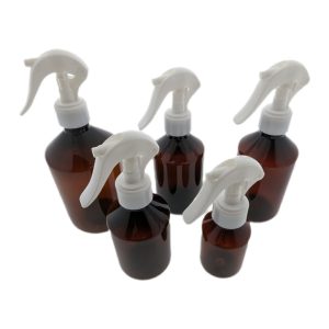 Pet fles amber bruin Spraypistool trigger wit fijne verneveling