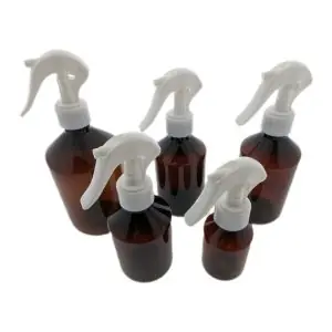 Pet fles amber bruin Spraypistool trigger wit fijne verneveling