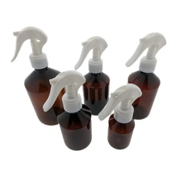 Pet fles amber bruin Spraypistool trigger wit fijne verneveling