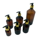 Pet fles amber veral zeeppomp, lotion pomp dispenser goud