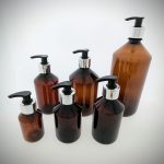 Pet fles amber veral zeeppomp, lotion pomp dispenser zilver