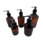 Pet fles amber veral zeeppomp, lotion pomp dispenser zwart 360º externe veer
