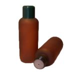 Bruin gematteerde PET fles 200ml met druppelaar insert en groene dop voor oliën en cosmetische producten