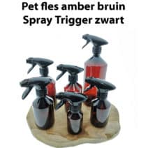 Pet fles Spraypistool trigger - Plastic fles amber bruin + spraypistool verstuiver