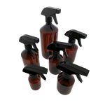Pet fles Spraypistool trigger Plastic fles amber bruin + spraypistool verstuiver zwart