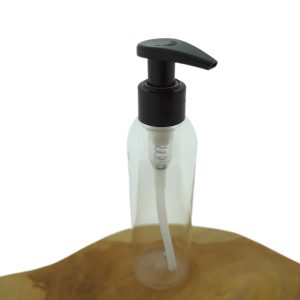 Pet fles transparant 150ml Olie lotion Zeepdispenser zwart twist lock