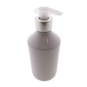 Pet fles wit glans 250ml + olie lotion zeep dispenser pomp zilver