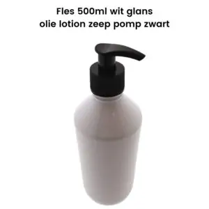 Pet fles wit glans 500ml + olie lotion zeep dispenser pomp zwart