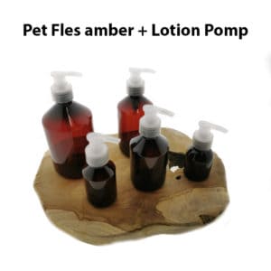 Pet fles zeeppomp, lotion pomp dispenser - Plastic fles amber bruin DIN28