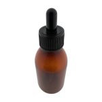 PET pipetfles amber bruin 150ml + zwarte pipet DIN28 28/410