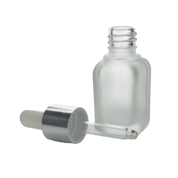 pipetflesje 15ml matglas zilveren pipet dop druppelaar luxe glazen verpakking frosted