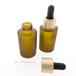 Pipetflesje 30ml matglas amber gouden pipet dop druppelaar