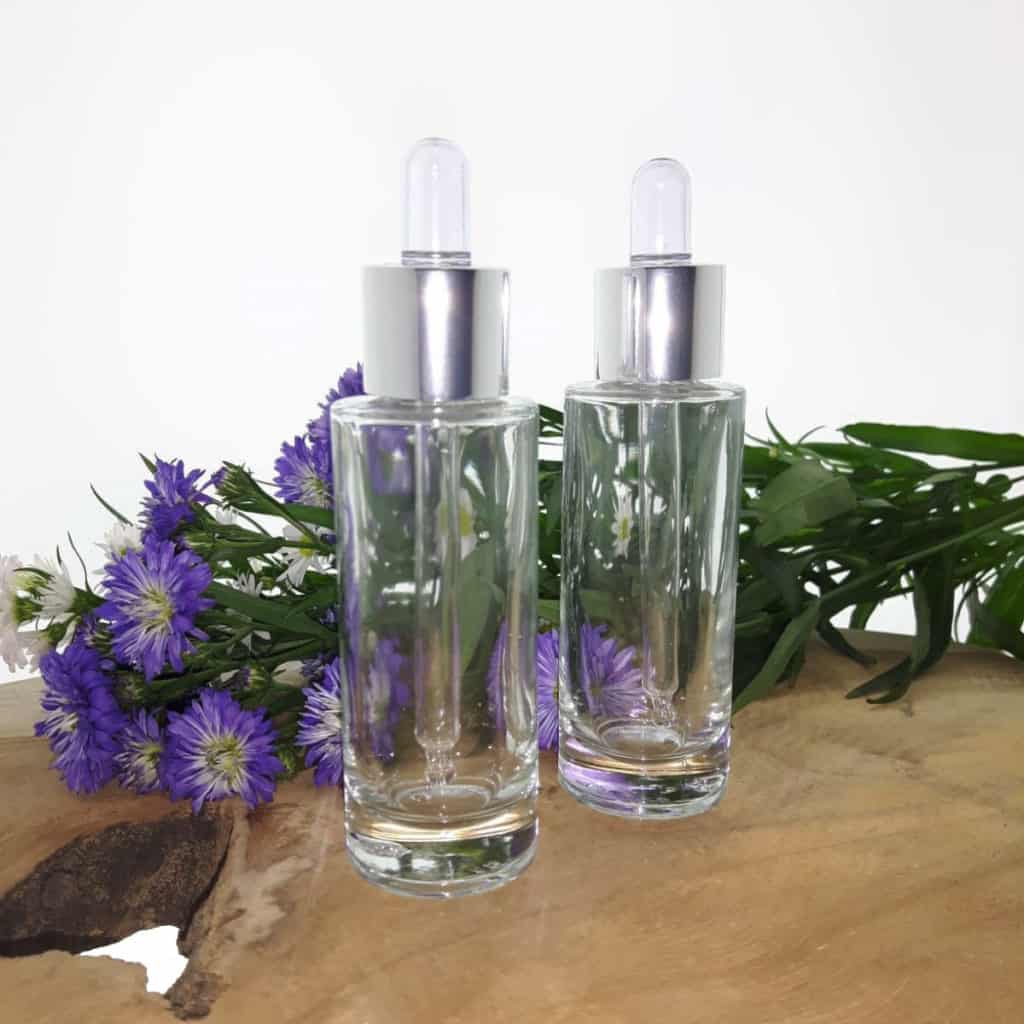 thumbnail: Pipetflesje 30ml Wit Glas + Zilveren Pipet Druppelaar - Luxe