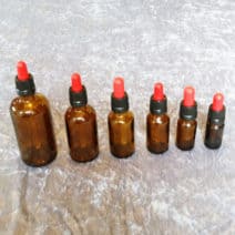 Pipetflessen amber bruin glas + druppelpipet, 5ml, 10ml, 20ml, 30ml, 50ml, 100ml.