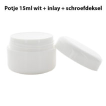 Potje 15ml wit Cosmetica, Crème, zalf pot + inlay + schroefdeksel