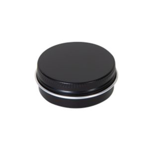 Blikken potjes rond zwart 30 ml. schroefdeksel aluminium verpakkingen