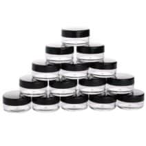 Potje transparant 10ml zwarte schroefdeksel, cosmetica, crème, lipgloss