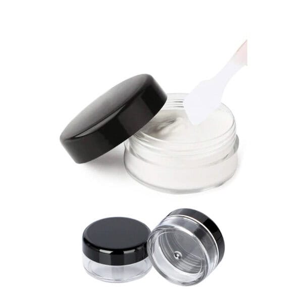 Potje transparant 5ml zwarte schroefdeksel, cosmetica, crème, lipgloss