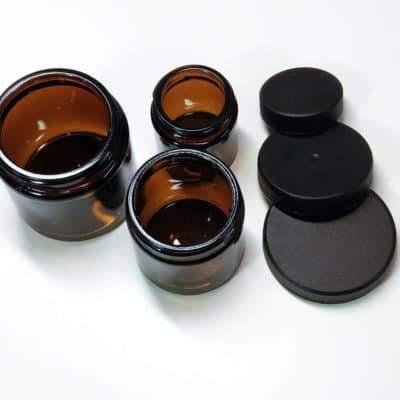 Potten bruin glas + schroefdeksel, Zalfpot, Crèmepot Cosmetica potjes