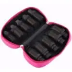 Reisetui, reistas, draagtas, 10 parfum essentiële olie flesjes 5ml, 10ml, 15ml roze
